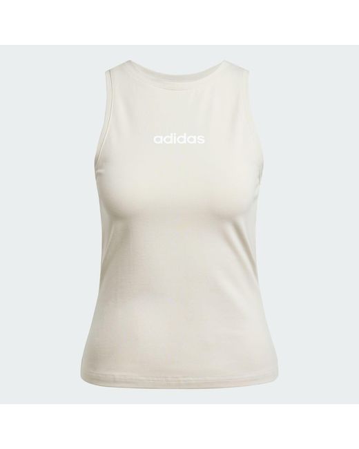 Adidas White Essentials Linear Slim Cotton Tank Top