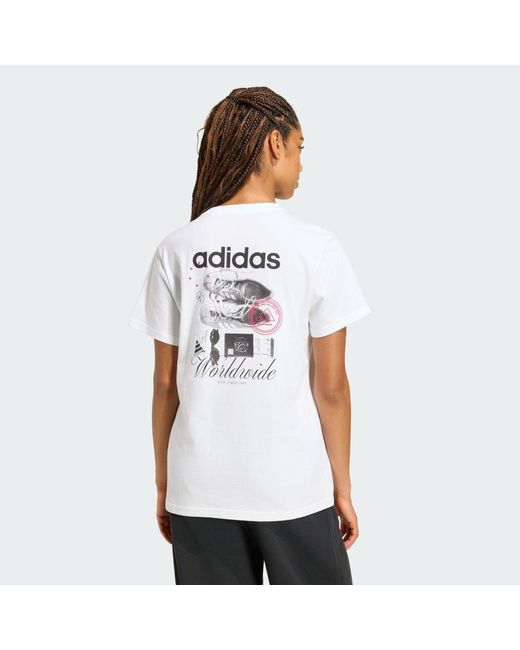 Adidas White Travel Loose Graphic T-Shirt