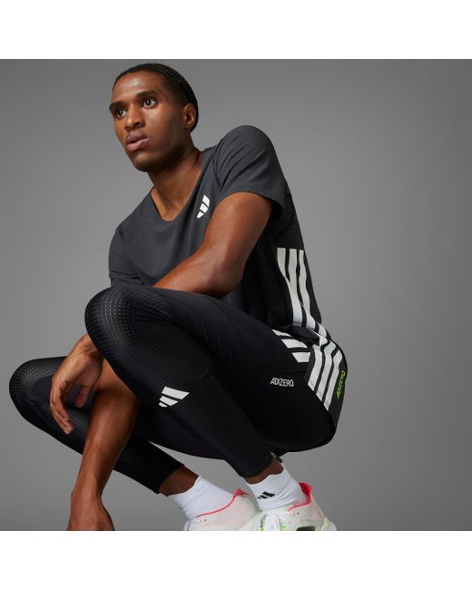 Adidas Black Adizero Running Long Leggings for men