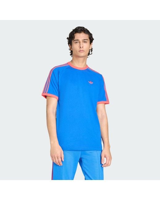 Adidas Blue 3-Stripes T-Shirt for men