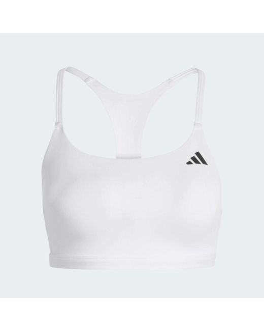Adidas White Optime Essentials Workout Light Support Bra