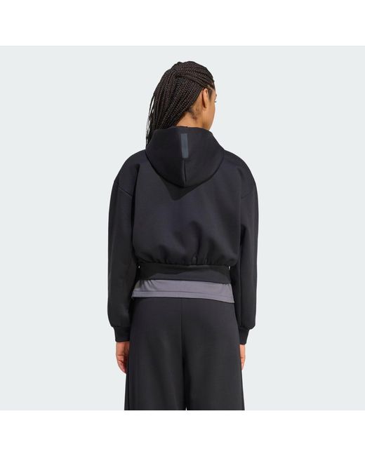 Adidas Originals Black Z.N.E. Cropped Full Zip Sweatshirt