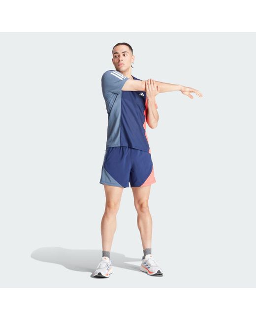 Adidas Blue Own The Run Colorblock T-shirt for men