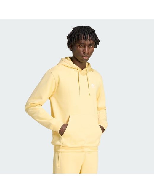 Adidas Yellow Trefoil Essentials Loose Hoodie for men
