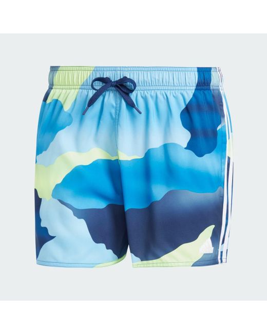 Adidas Blue City Escape Camo 3-stripes Cix Swim Shorts for men