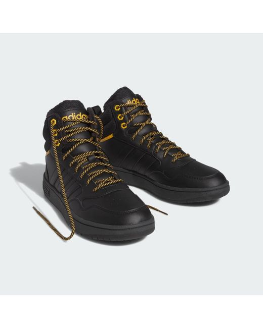 Adidas Originals Black Hoops 3.0 Mid Lifestyle Basketball Classic Fur Lining Winterized Shoes for men