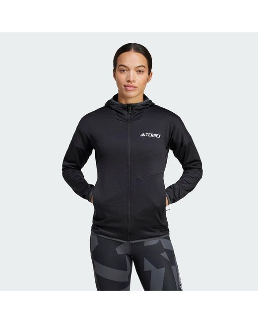 Adidas Black Terrex Xperior Climawarm Light Fleece Hooded Jacket