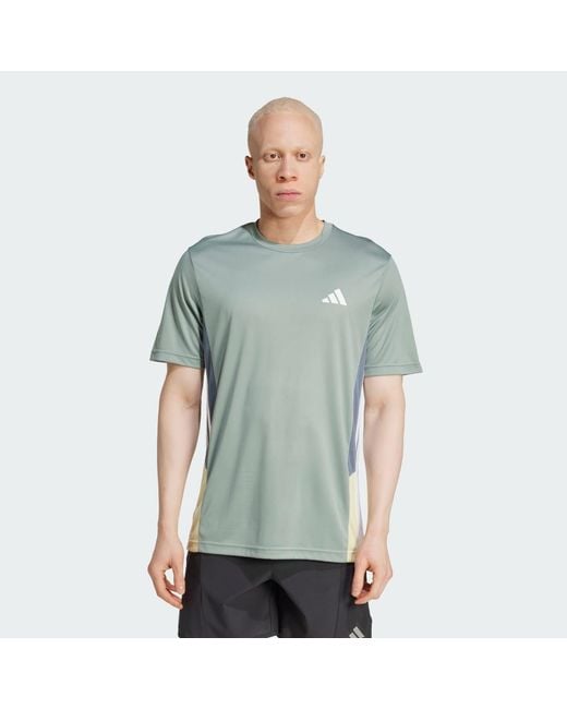Adidas Green Train Essentials Seasonal Colorblock Tee for men