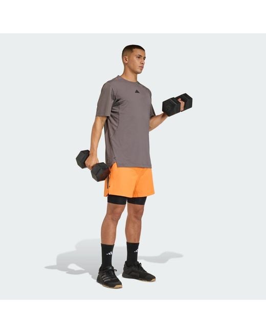 Adidas Gray Gym & Training D4T Primelift 3 Stripes T-Shirt Ke9936 for men