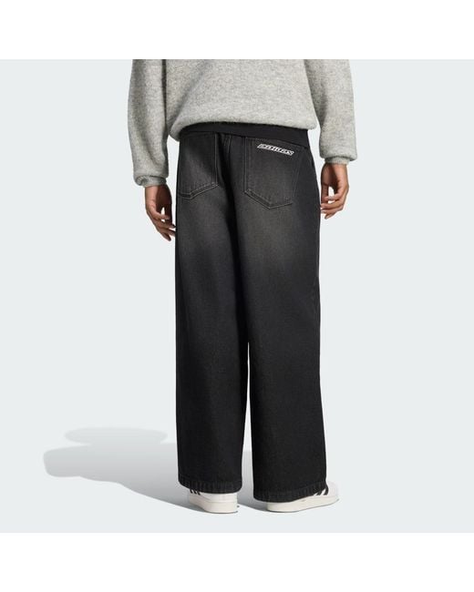 Adidas Black Jeans Mid-Rise Wide Leg for men