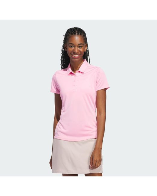 Adidas Pink Women's Solid Performance Short Sleeve Polo Shirt