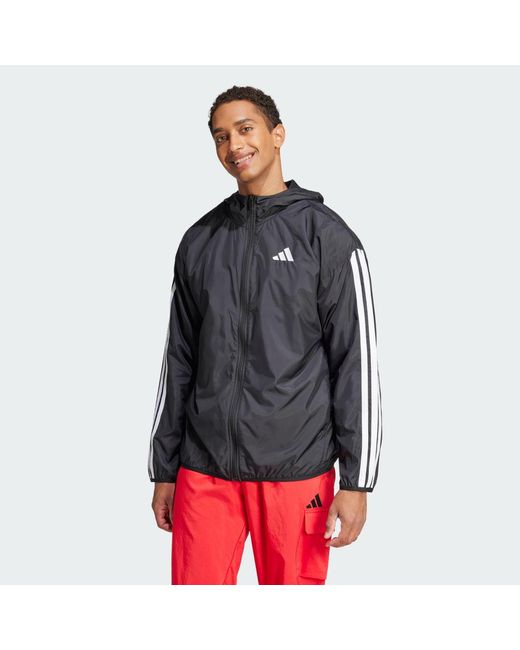 Adidas Gray Essentials 3-Stripes Windbreaker for men