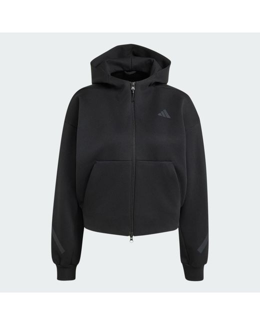 Adidas Originals Black Z.N.E. Cropped Full Zip Sweatshirt