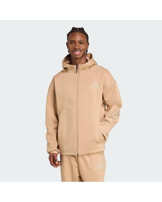 Adidas Natural Z.N.E. Full-Zip Hooded Track Jacket for men