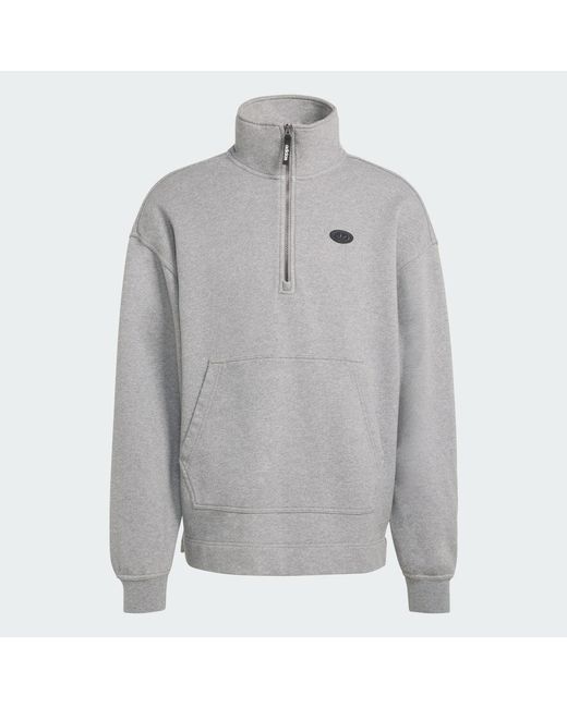 Adidas Gray 90S Alternative Sport Half Zip Graphic Fleece Sweatshirt for men