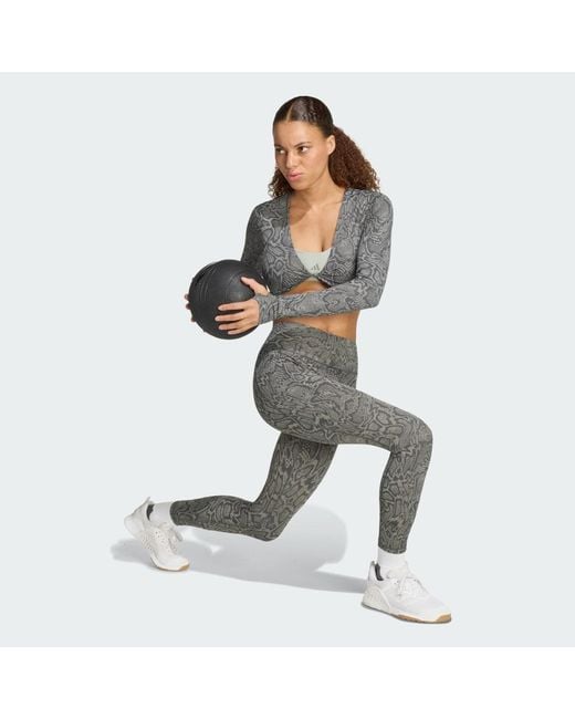 Adidas Gray Optime Primelift Snake 7/8 Leggings