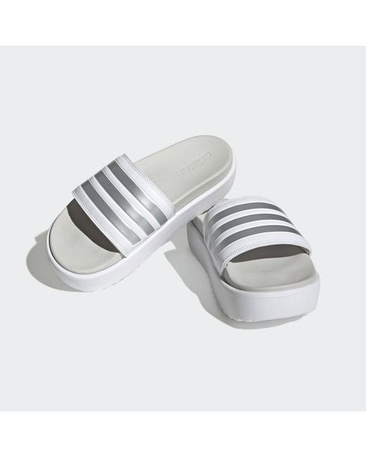 Adidas White Adilette Platform Slides