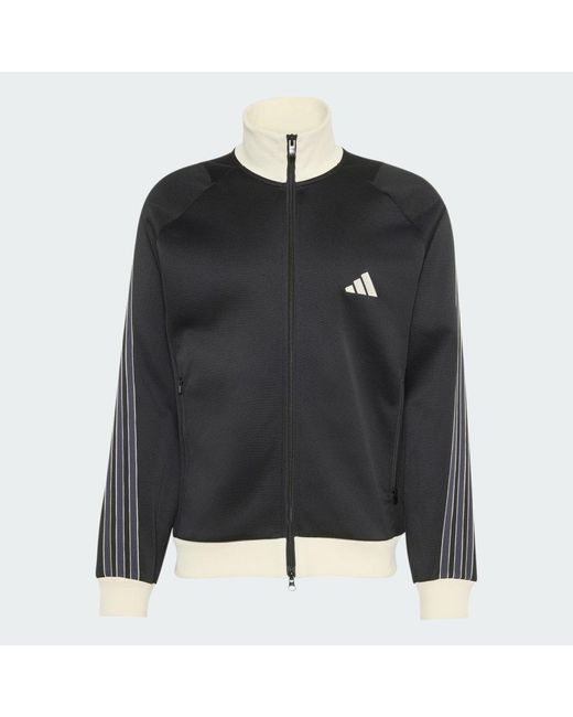Adidas Black Stadium Regular Fit Pique Tracktop for men