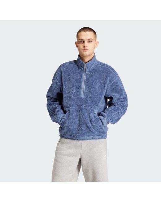 Adidas Blue Premium Essentials+ 1/2 Zip Top for men