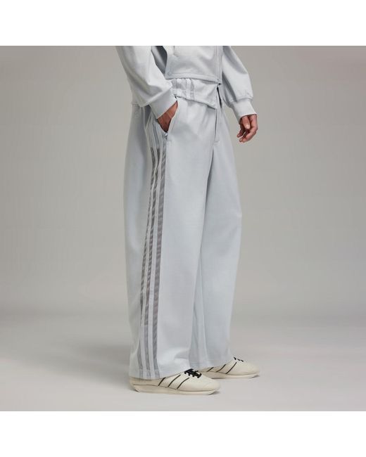 Adidas Gray Y-3 Mesh Stripes Track Tracksuit Bottoms for men