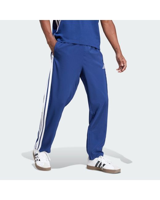 Adidas Blue Essentials 3-Stripes Stanford Pants Open Hem for men