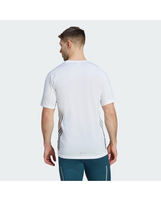 Adidas White Run Icons 3 Stripes T-Shirt for men
