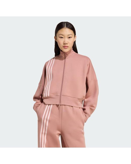 Adidas Pink Off Placed 3-Stripes Zip Up