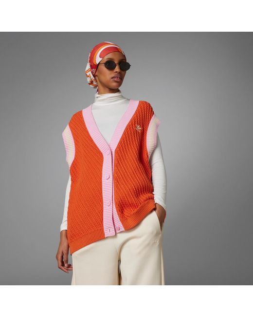 Adidas Adicolor 70s Knit Spencer in het Orange