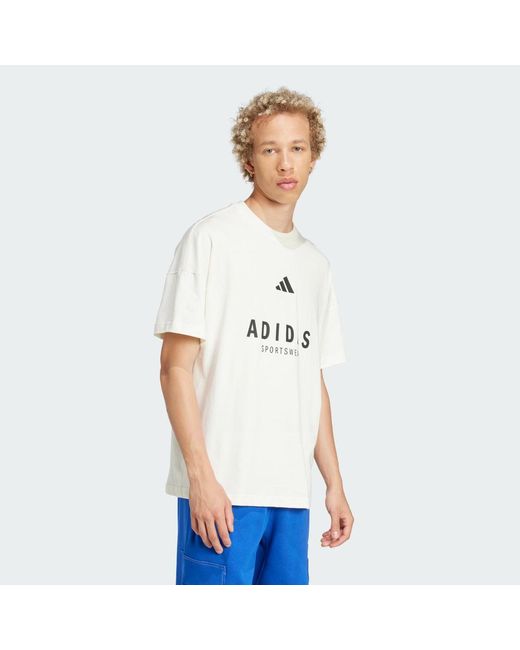 Adidas White All Szn Graphic Tee for men