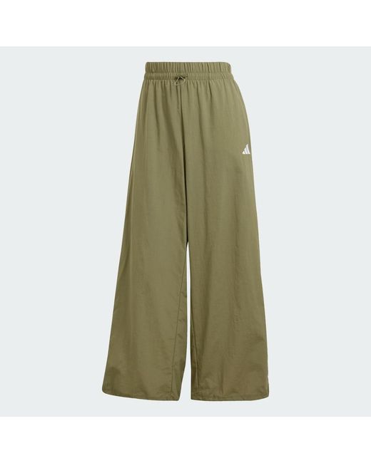 Adidas Green Essentials 3-Stripes Lifestyle Woven Parachute Tracksuit Bottoms