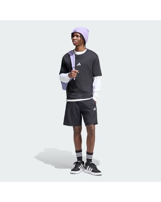 Adidas Black Essentials 3-Stripes Chelsea Lite Woven Shorts for men