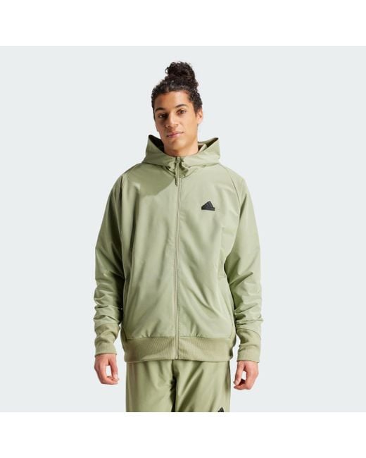 Adidas Green Z.n.e. Woven Full-zip Hooded Track Top for men