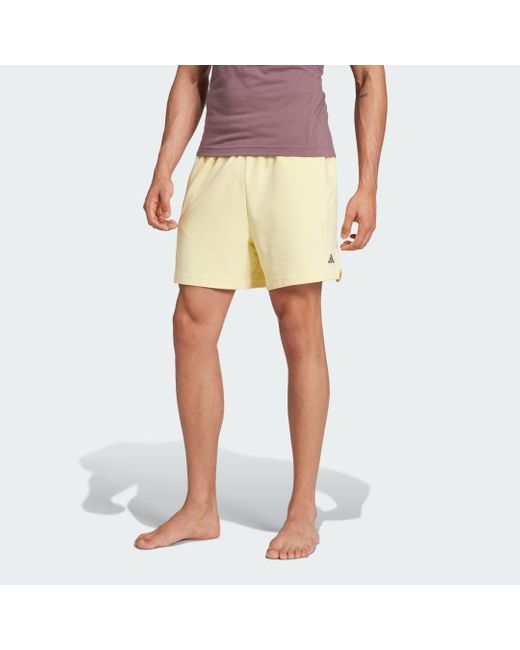 Adidas Yellow Designed For Training Yoga Knit Shorts for men