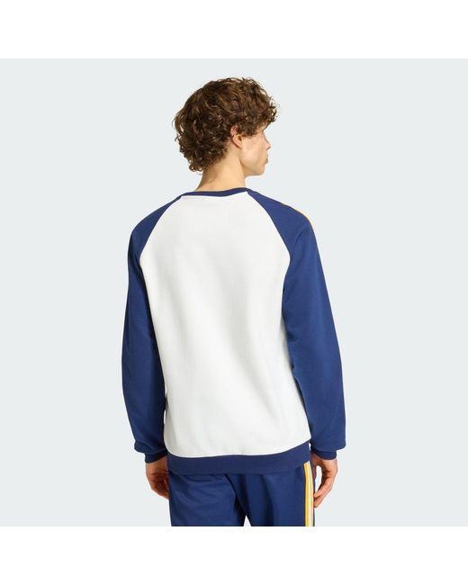 Adidas Blue Real Madrid Originals Crew Sweat Sweatshirt for men
