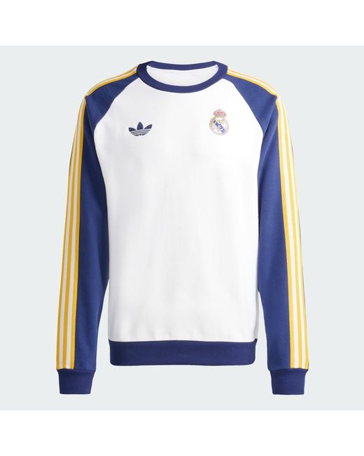 Adidas Blue Real Madrid Originals Crew Sweat Sweatshirt for men