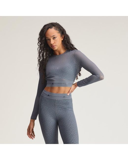 Adidas Blue Asmc Longsleeve Lace Crop Top