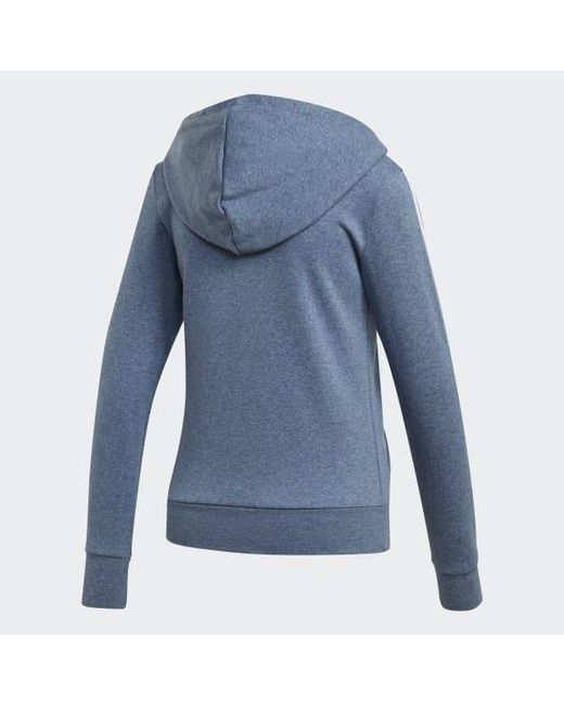 adidas Essentials 3 stripes Fleece Hoodie in Blue for Men Lyst adidas 3 Stripe Black Partial Zip Sweatshirt in 2019