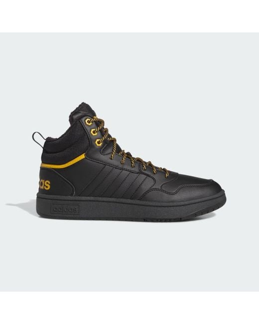 Adidas Originals Black Hoops 3.0 Mid Lifestyle Basketball Classic Fur Lining Winterized Shoes for men