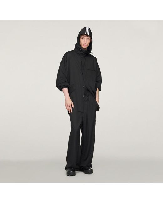 Adidas Black Y-3 Refined Wool Hooded Top 3-Stripes for men