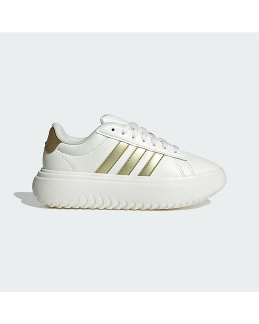 Adidas White Grand Court Platform Shoes