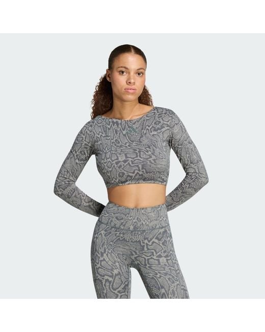 Adidas Gray Primelift Workout Snake Twist Reversible Long Sleeve T-Shirt
