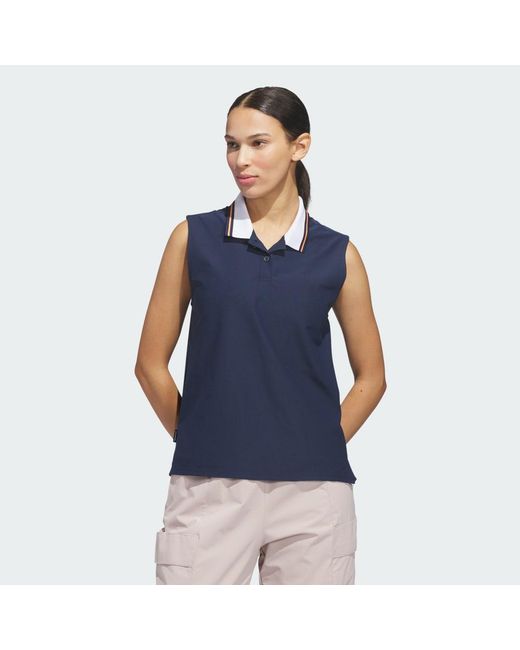 Adidas Blue Beyond The Course Twistknit Sleeveless Polo Shirt