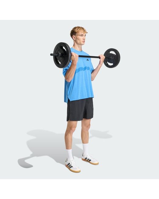 Adidas Blue D4T Primelift Essentials Workout Graphics T-Shirt for men