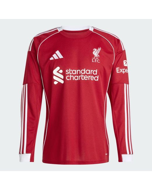 Adidas Red Liverpool Fc 25/26 Long Sleeve Home Jersey for men