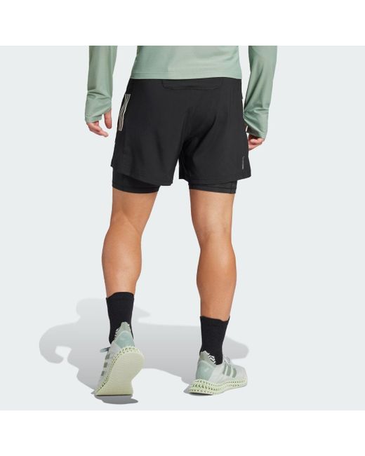 Adidas Black Own The Run Climacool 2-In-1 Shorts for men