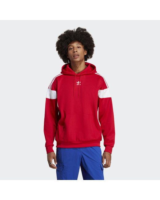 Adidas Red Cutline Pullover Hoodie for men
