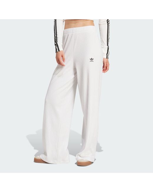 Adidas Originals White Essentials Wide Rib Pants