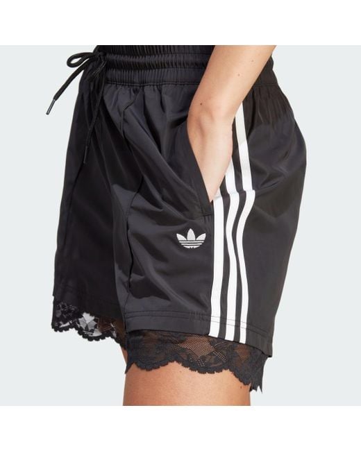Lace Trim 3-Stripes Shorts adidas en coloris Noir | Lyst