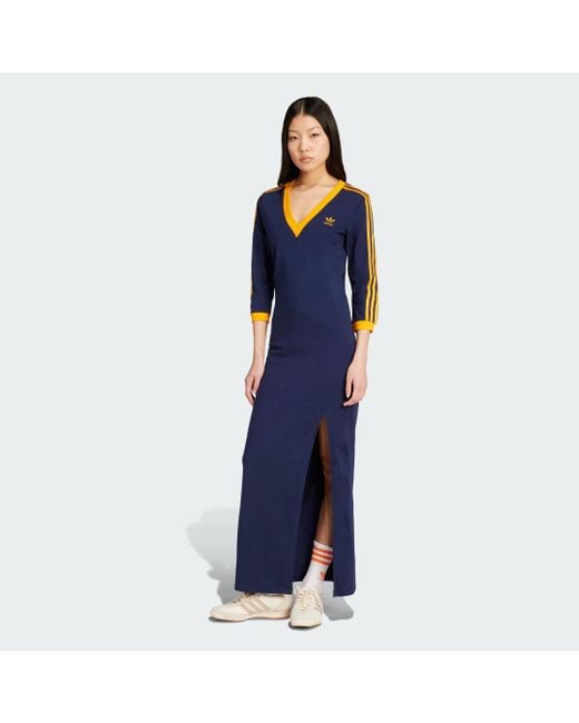 Adidas Blue Adicolor Classics 3-Stripes Maxi Dress