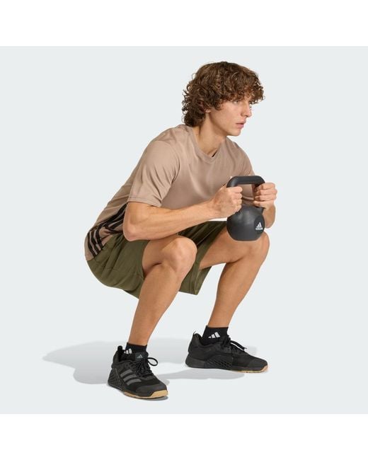 Adidas Natural Workout Essentials Base 3-Stripes T-Shirt for men